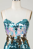 Sparkly Blue Sequined Tight Short Cocktail Dress