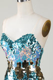 Sparkly Blue Sequined Tight Short Cocktail Dress