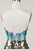 Sparkly Blue Sequined Tight Short Cocktail Dress