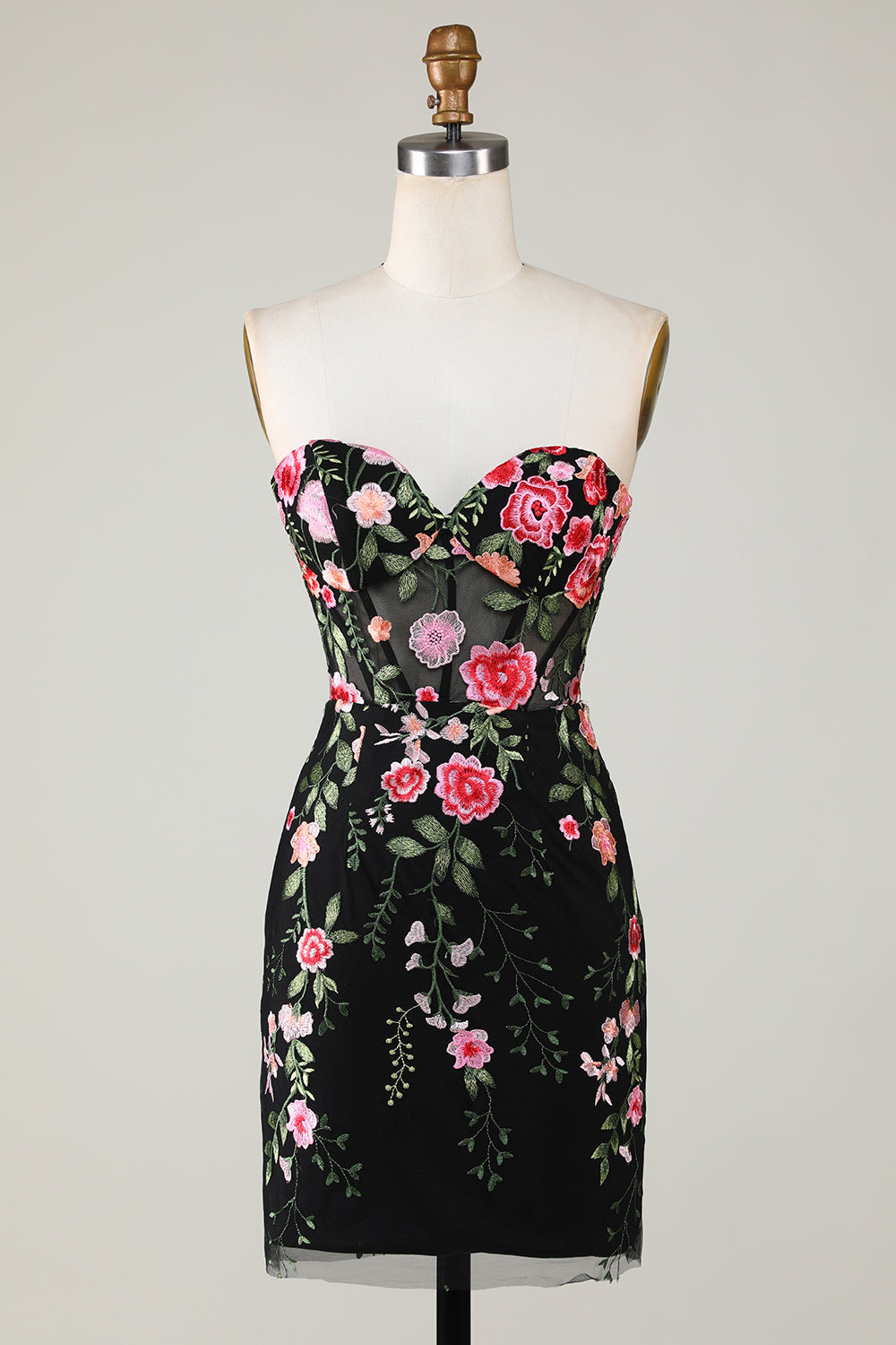 Sweetheart Black Cocktail Dress with Appliques