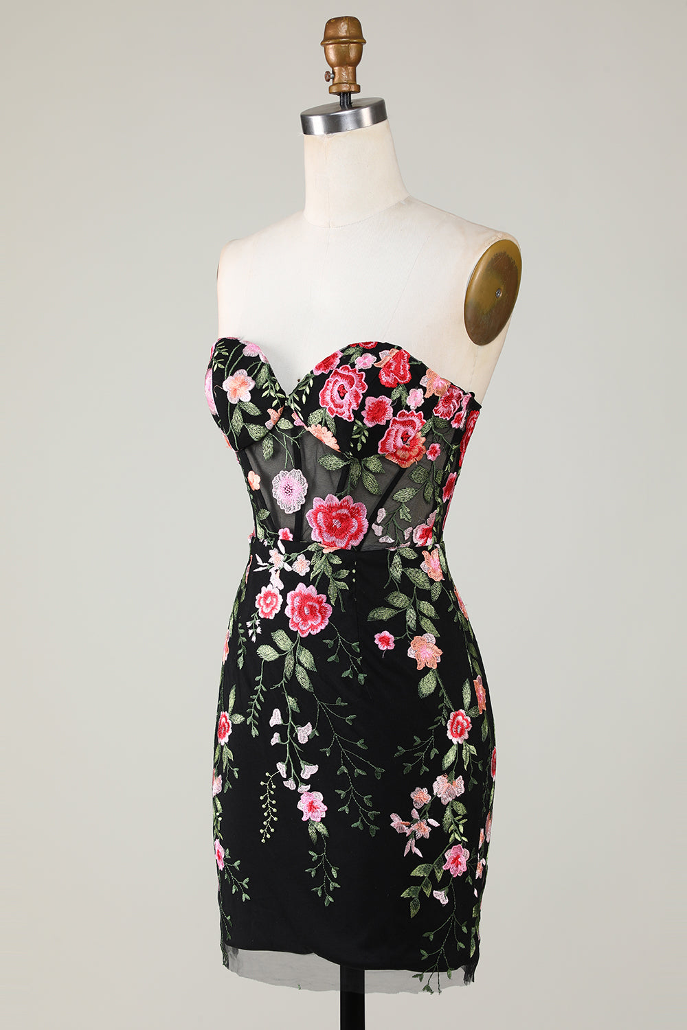 Sweetheart Black Cocktail Dress with Appliques
