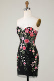 Sweetheart Black Cocktail Dress with Appliques