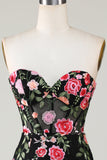 Sweetheart Black Cocktail Dress with Appliques