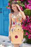 Deep V-Neck Champagne Short Cocktail Dress