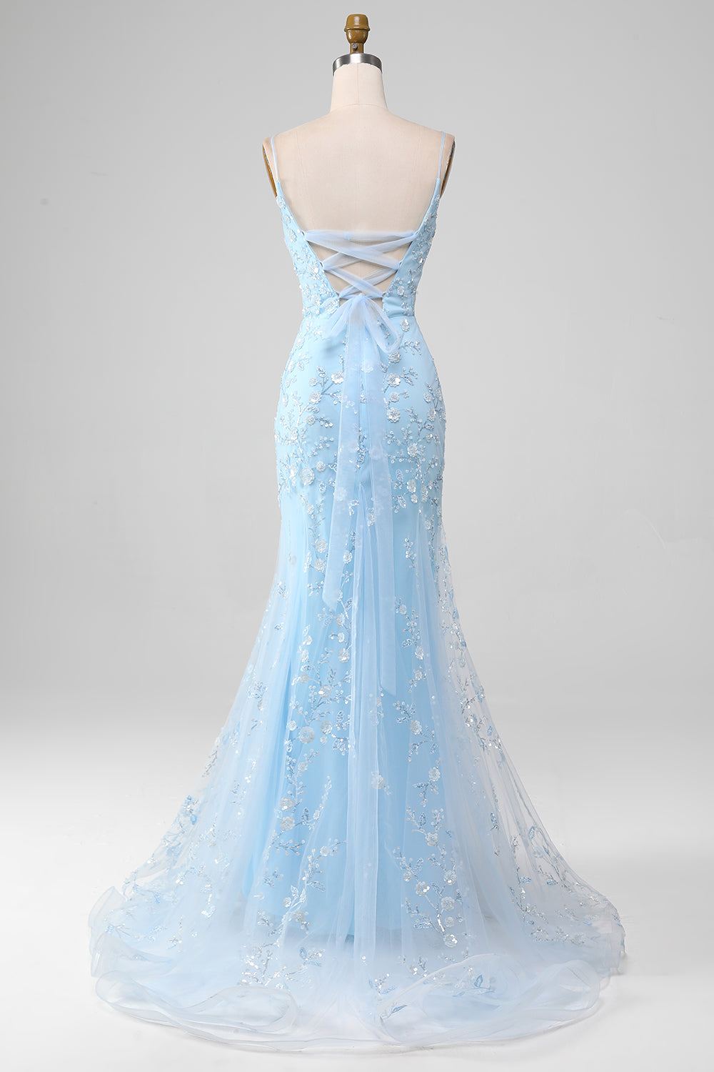 Mermaid Blush Spaghetti Straps Ball Dress with Appliques