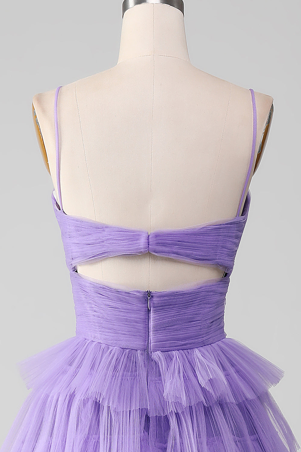 Purple Tulle A-Line Tiered Long Ball Dress with Slit