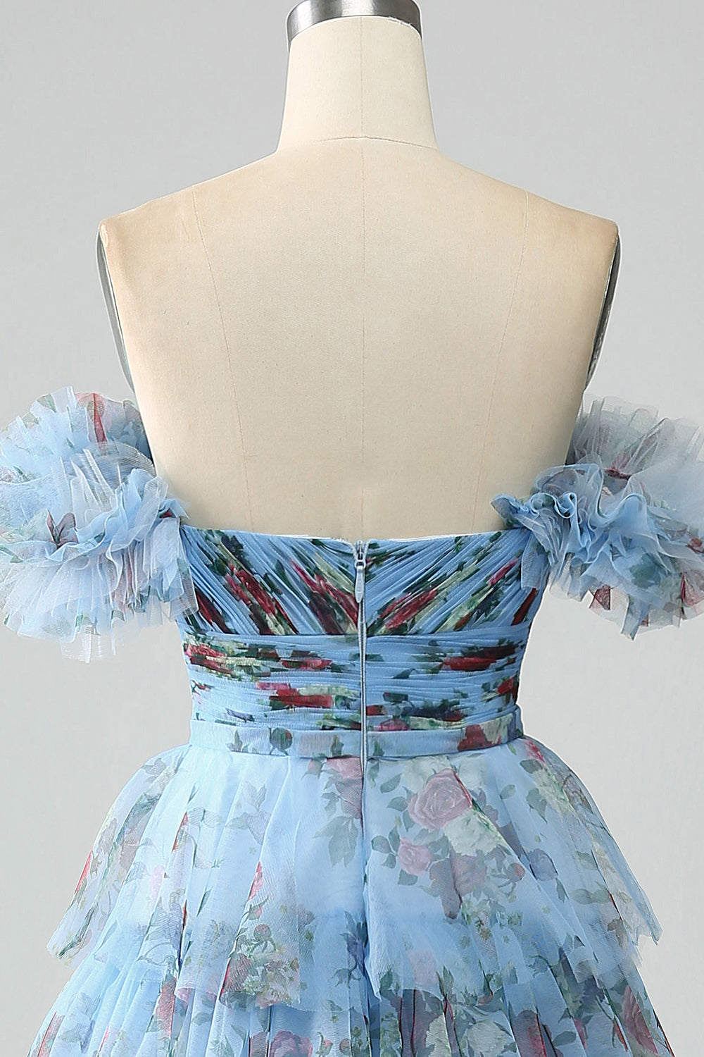 Gorgeous A Line Off the Shoulder Lavender Printed Long Ball Dress with Ruffles