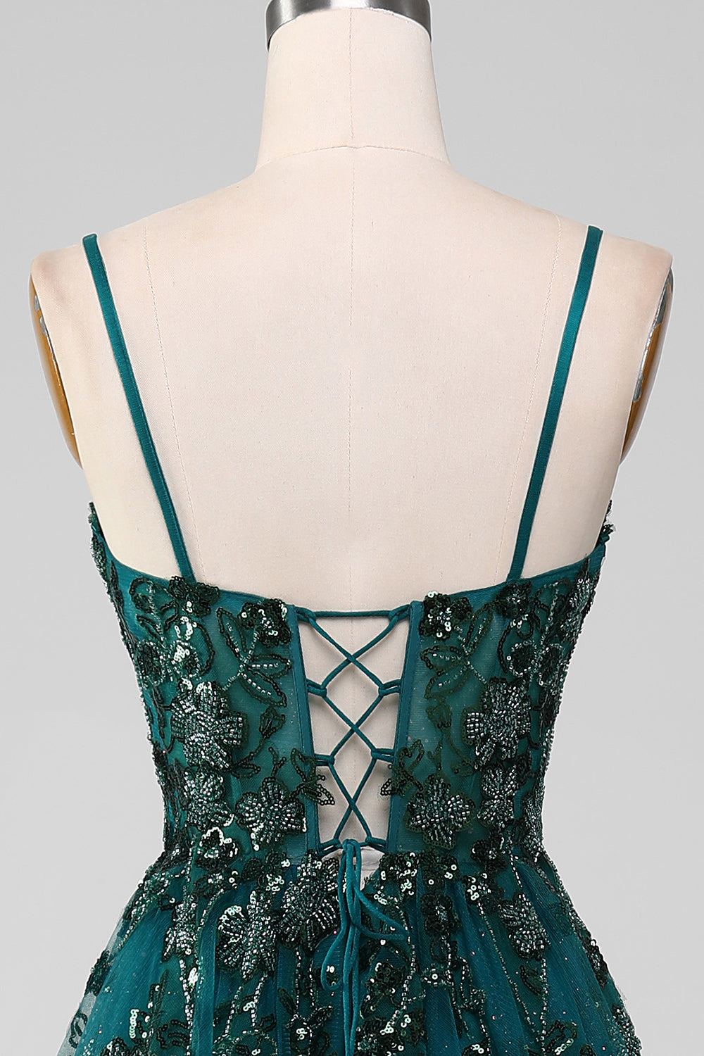 Dark Green Spaghetti Straps A Line Ball Dress with Slit