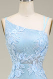 Stylish Light Blue Mermaid Long Ball Dress with Appliques