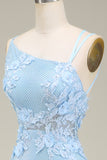 Stylish Light Blue Mermaid Long Ball Dress with Appliques