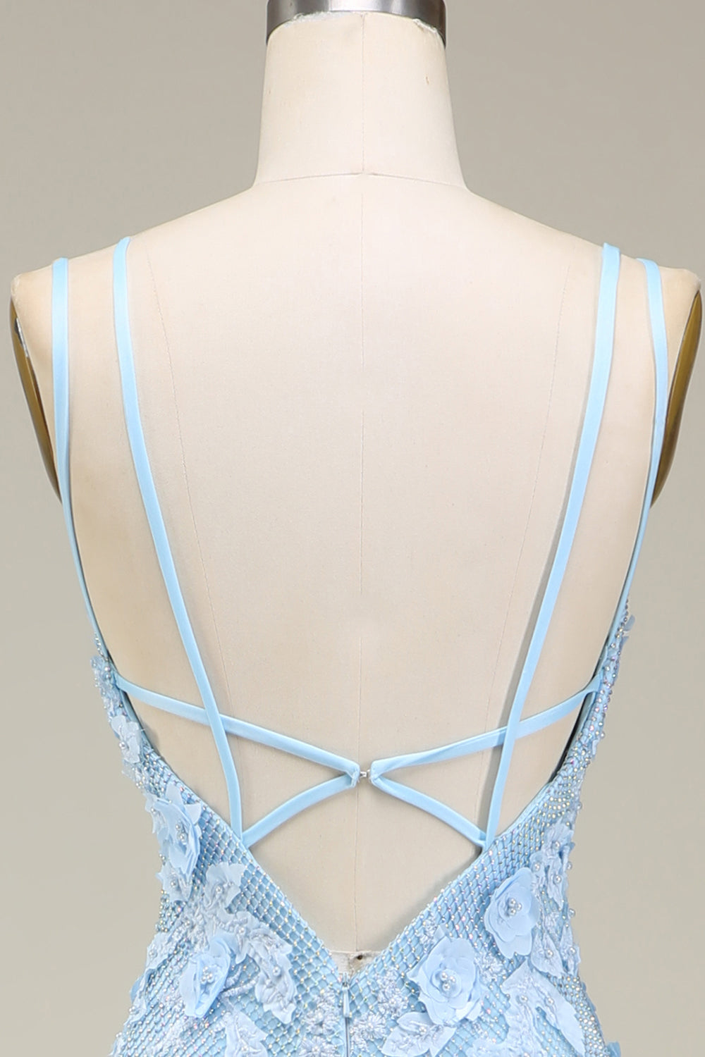 Stylish Light Blue Mermaid Long Ball Dress with Appliques