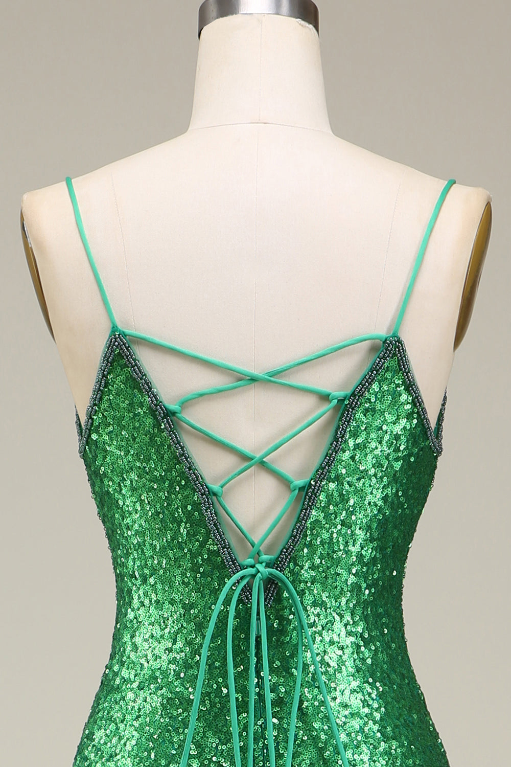 Sparkly Mermaid Green Sequins Long Ball Dress with Split Front