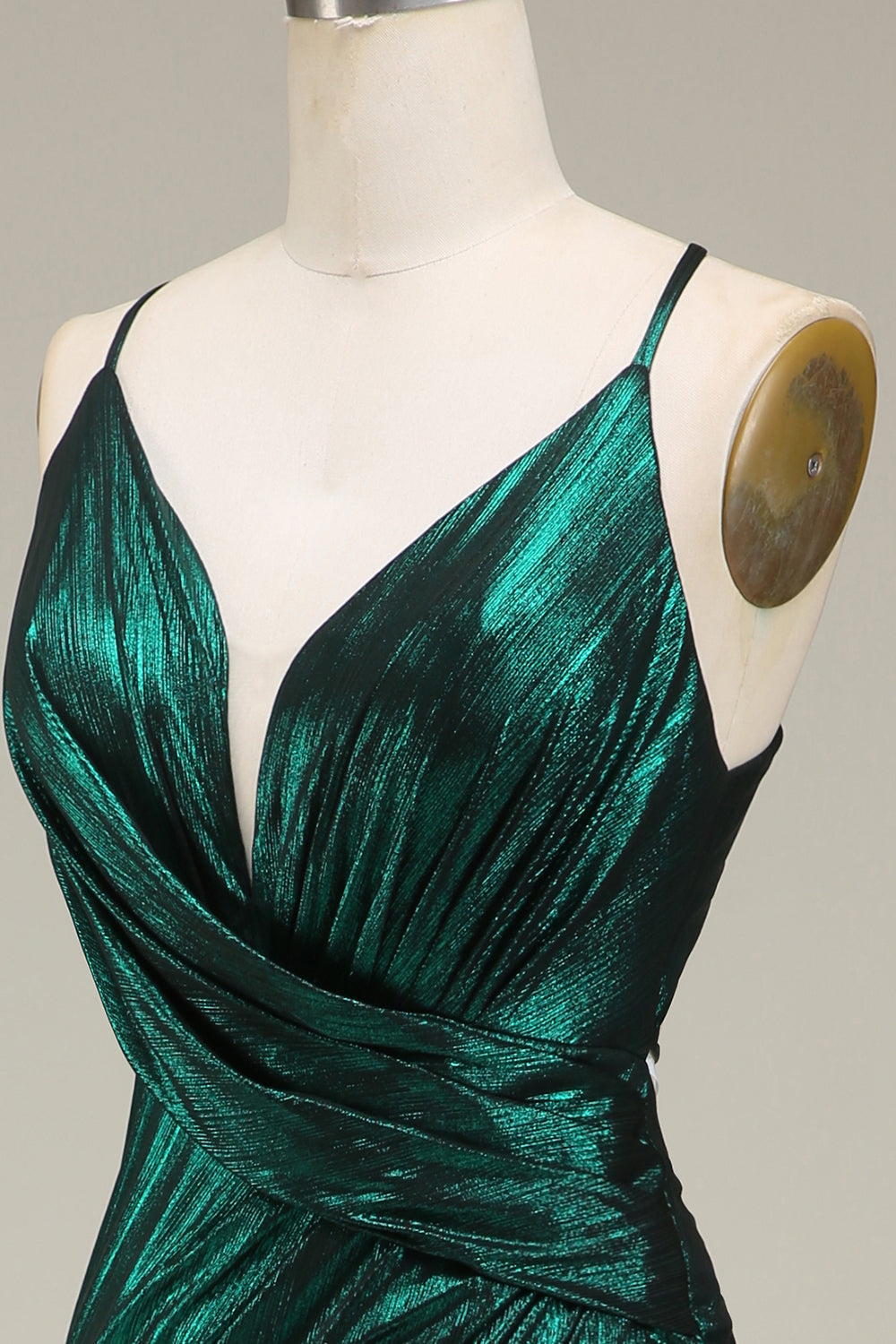 Hot Mermaid Spaghetti Straps Dark Green Long Ball Dress With Open Back