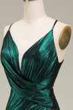 Hot Mermaid Spaghetti Straps Dark Green Long Ball Dress With Open Back