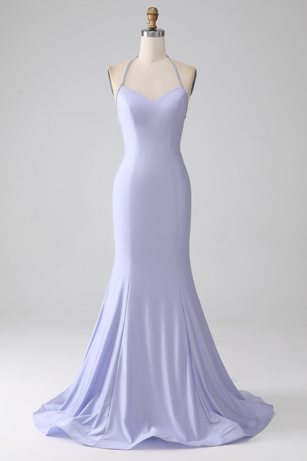 Fuchsia Mermaid Halter Neck Backless Long Ball Dress