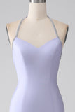 Fuchsia Mermaid Halter Neck Backless Long Ball Dress