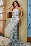 Stylish Mermaid One Shoulder Dark Green Sequins Long Ball Dress