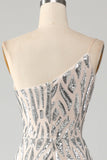Sparkly Mermaid One Shoulder Dark Green Sequins Long Ball Dress