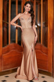 Trendy Mermaid Spaghetti Straps Champagne Corset Ball Dress with Beading