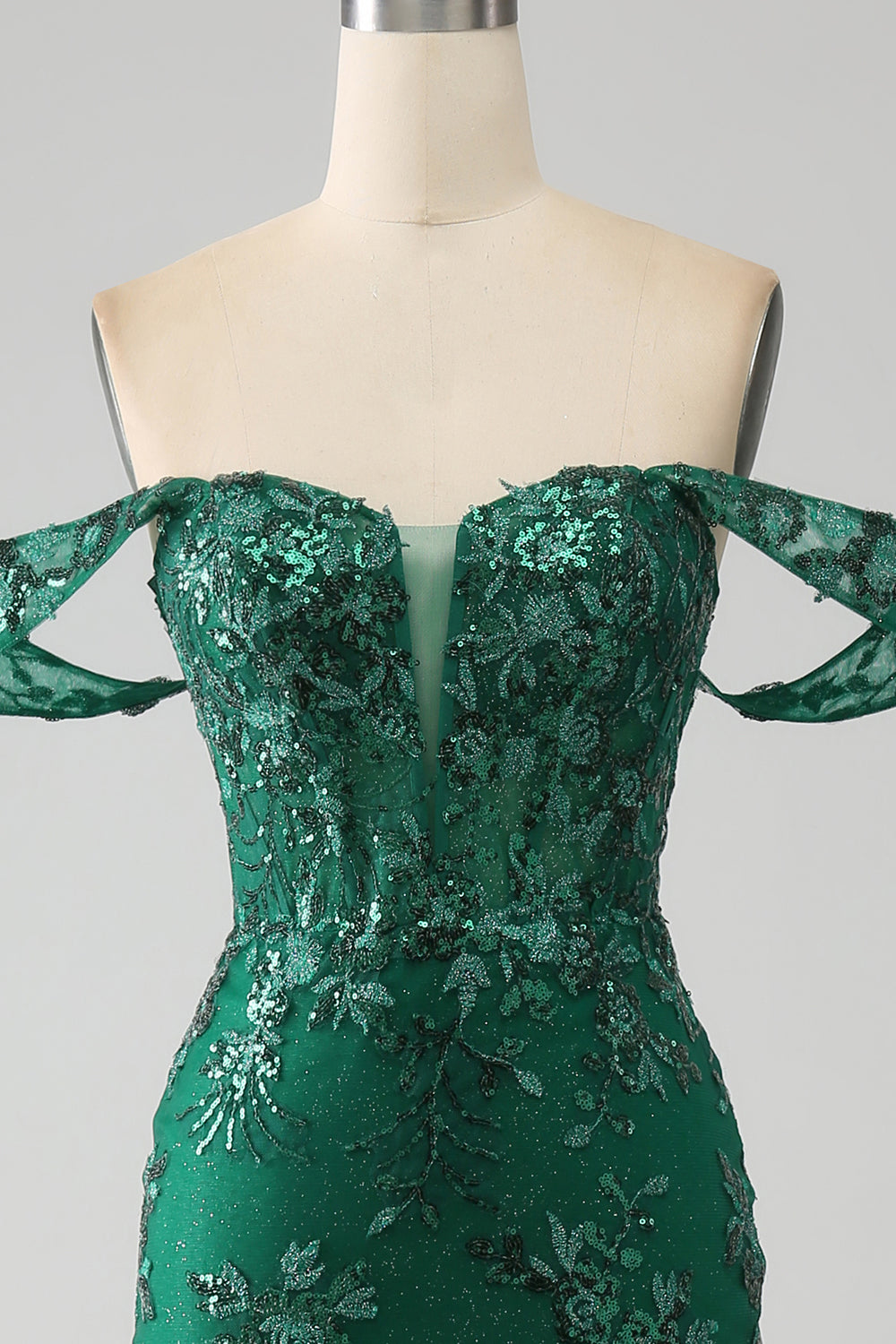 Mermaid Off The Shoulder Dark Green Ball Dress with Appliques
