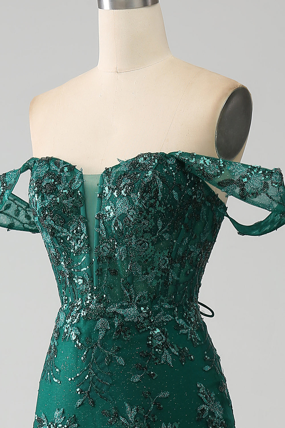 Mermaid Off The Shoulder Dark Green Ball Dress with Appliques
