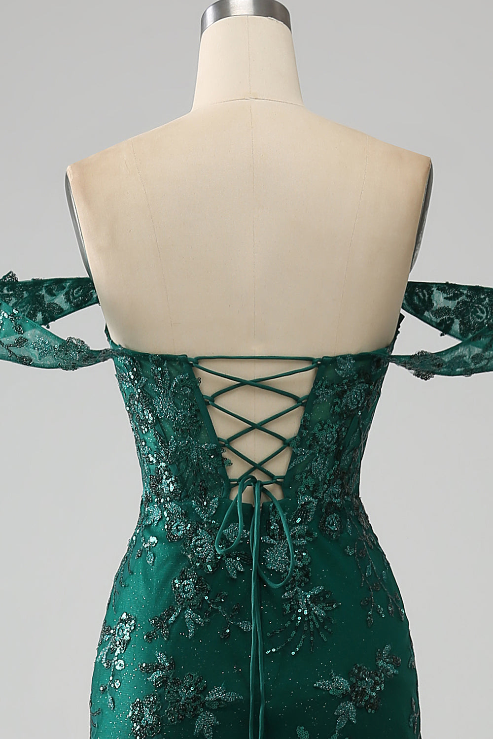 Mermaid Off The Shoulder Dark Green Ball Dress with Appliques