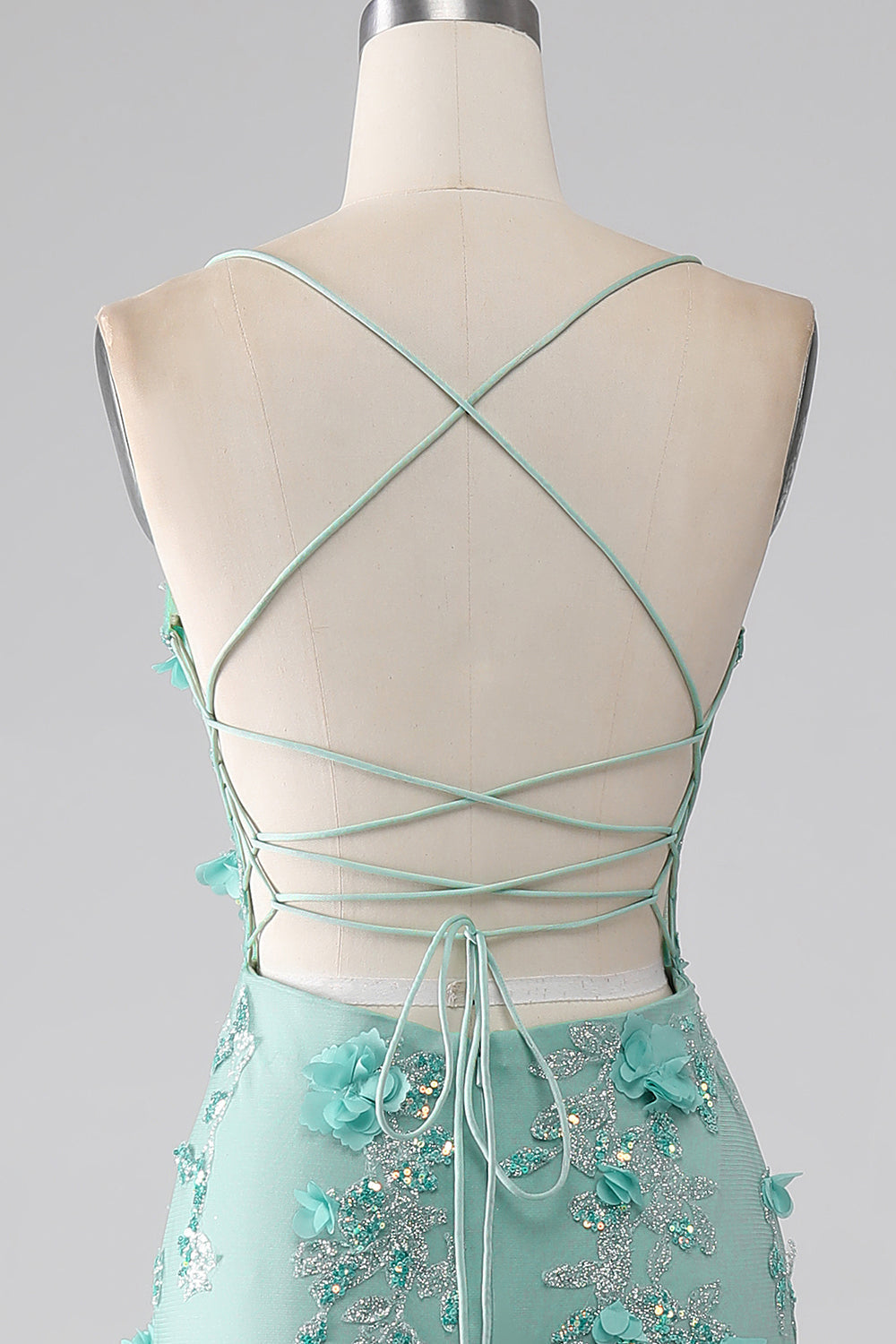 Green Mermaid Spaghetti Straps Long Ball Dress with Appliques