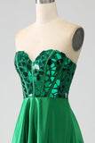 A-Line Sweetheart Dark Green Corset Ball Dress