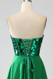A-Line Sweetheart Dark Green Corset Ball Dress