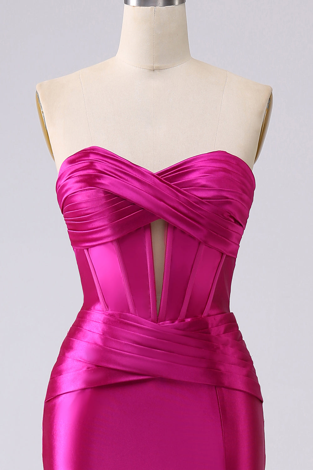 Sparkly Red Mermaid Sweetheart Corset Long Ball Dress with Slit