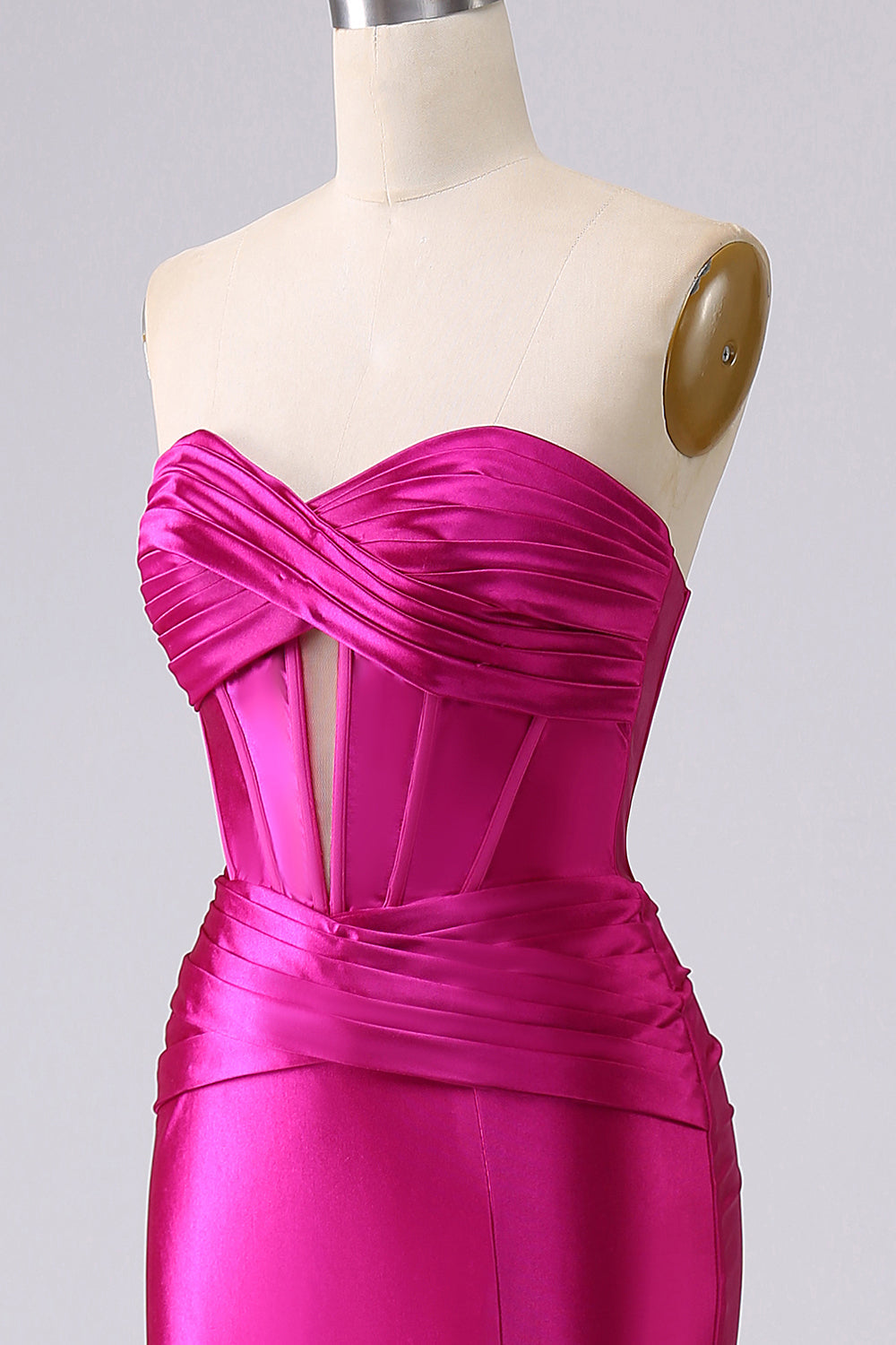 Sparkly Red Mermaid Sweetheart Corset Long Ball Dress with Slit