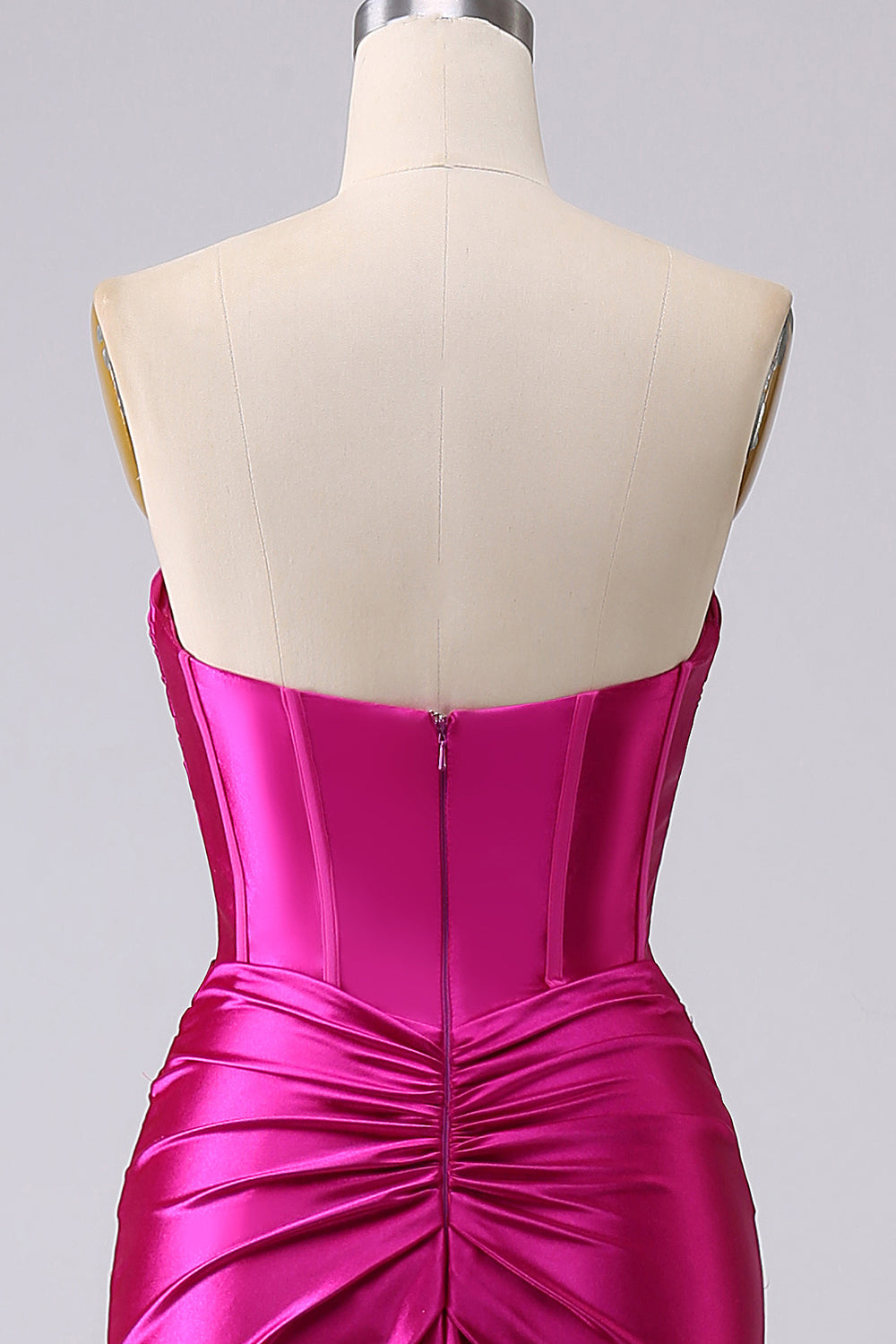 Sparkly Red Mermaid Sweetheart Corset Long Ball Dress with Slit