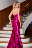 Sparkly Mermaid Fuchsia Corset Ball Dress with Slit