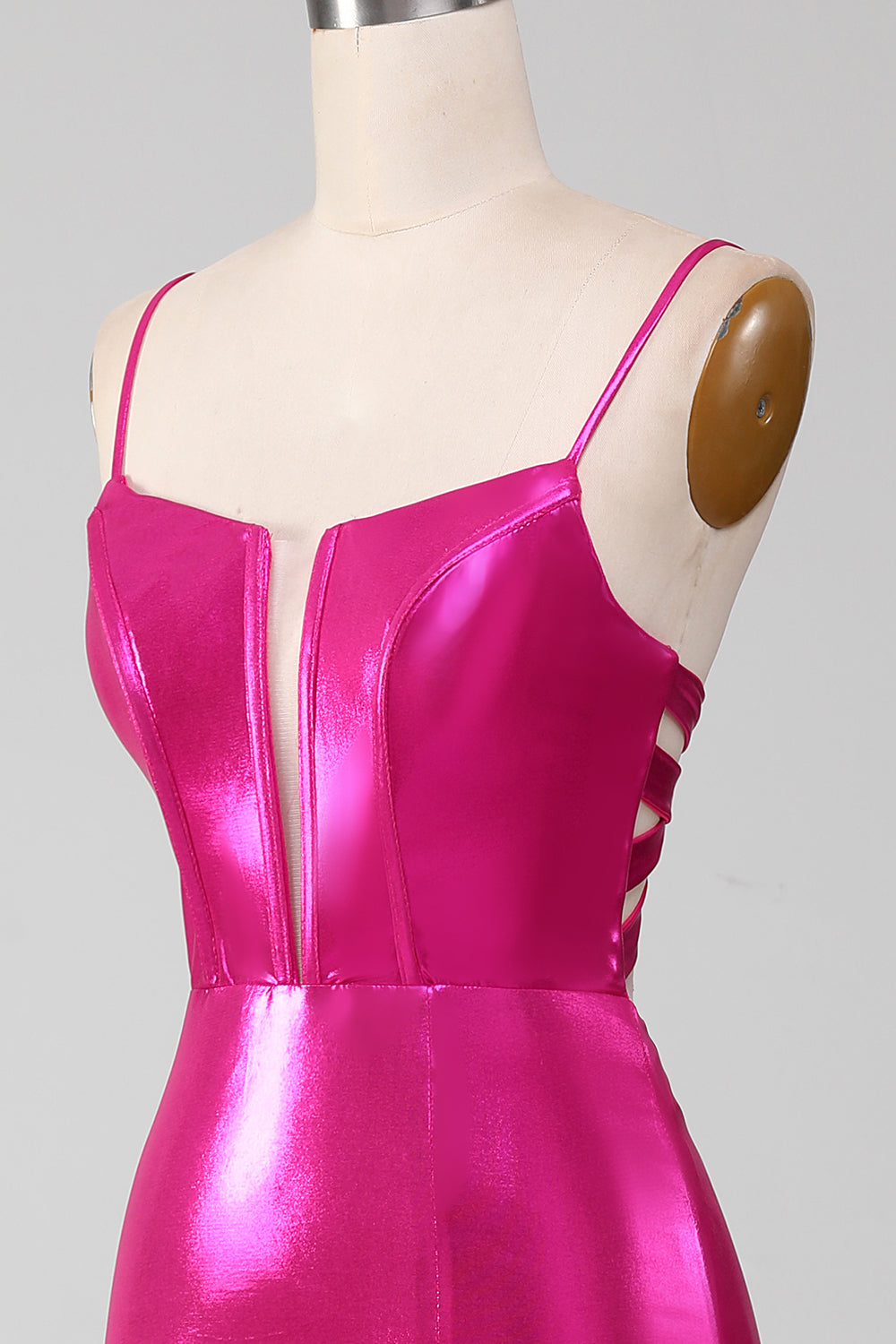 Sparkly Hot Pink Mermaid Simple Long Ball Dress With Slit