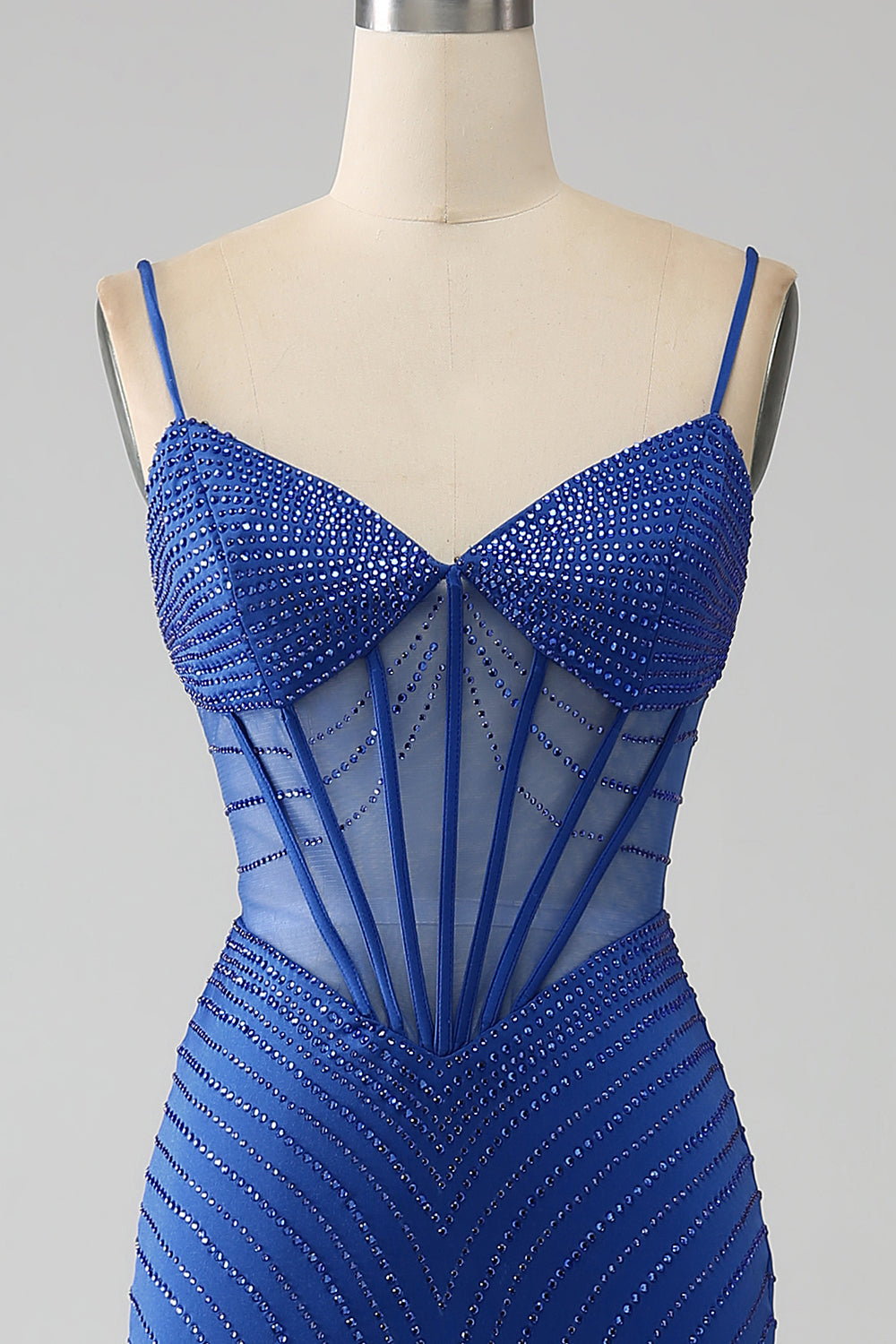 Royal Blue Mermaid Corset Ball Dress with Beading