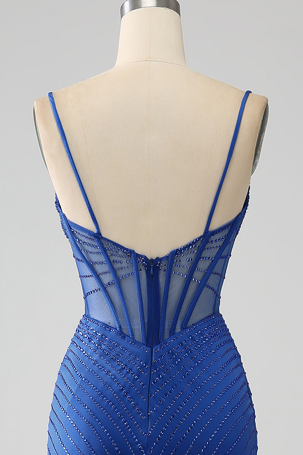 Royal Blue Mermaid Corset Ball Dress with Beading