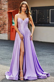 Sparkly Lilac A-Line Corset Ball Dress with Rhinestones