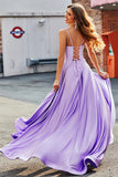 Sparkly Lilac A-Line Corset Ball Dress with Rhinestones