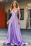 Sparkly Lilac A-Line Corset Ball Dress with Rhinestones