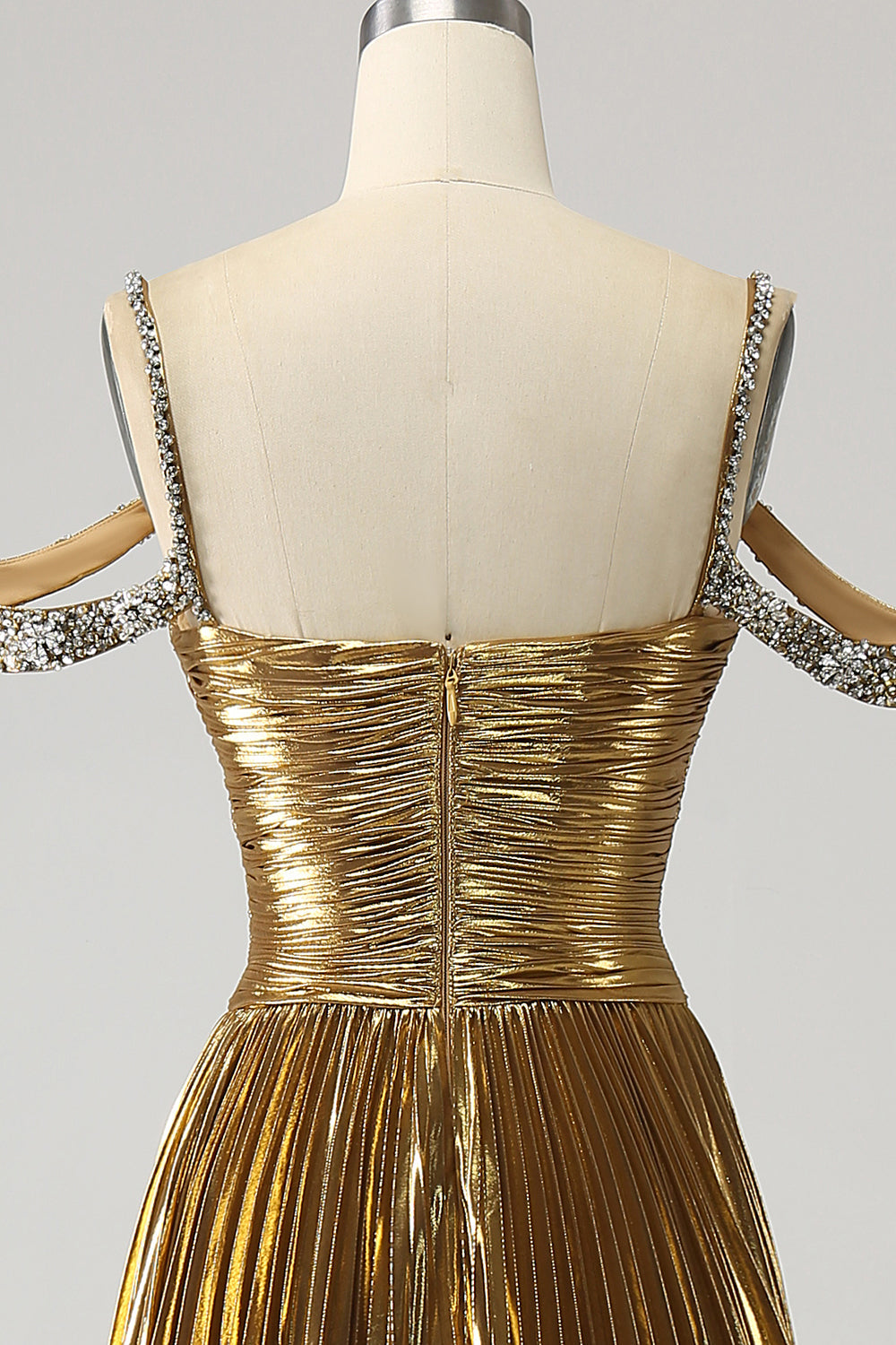 Stunning A Line Off the Shoulder Gold Long Ball Dress with Keyhole
