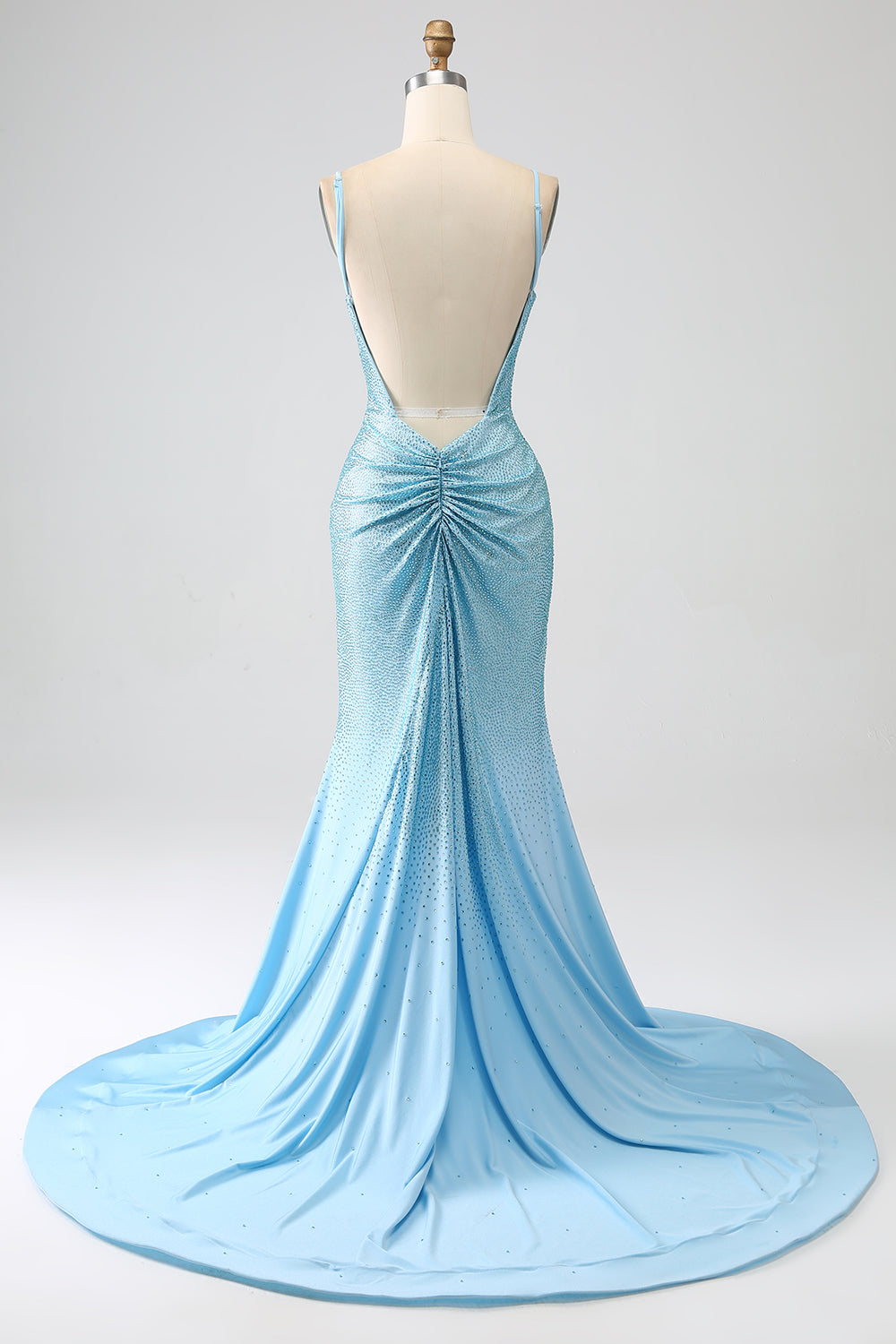 Sparkly Dark Green Spaghetti Straps Beaded Long Mermaid Ball Dress with Slit