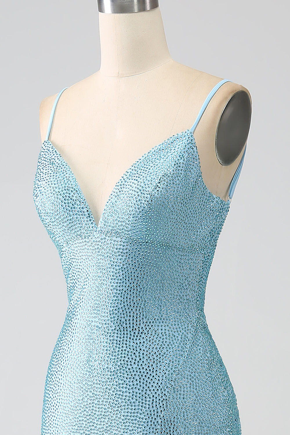 Sparkly Dark Green Spaghetti Straps Beaded Long Mermaid Ball Dress with Slit