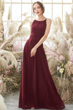 Elegant Burgundy Chiffon Bridesmaid Dress