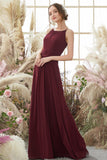 Elegant Burgundy Chiffon Bridesmaid Dress