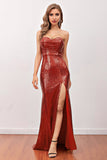 Red Sequin Mermaid Long Ball Dress