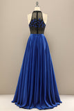 Dark Green A-Line Long Floral Appliqued Formal Dress