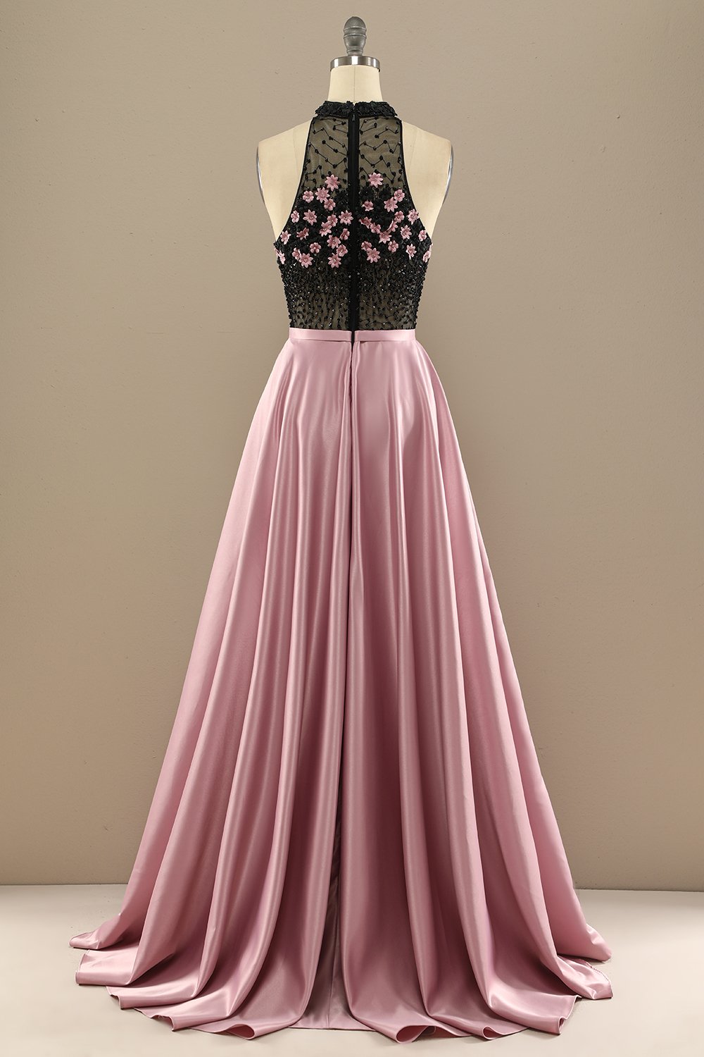 Dark Green A-Line Long Floral Appliqued Formal Dress