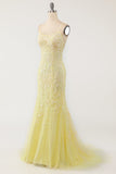 Light Purple Mermaid Long Ball Dress with Appliques