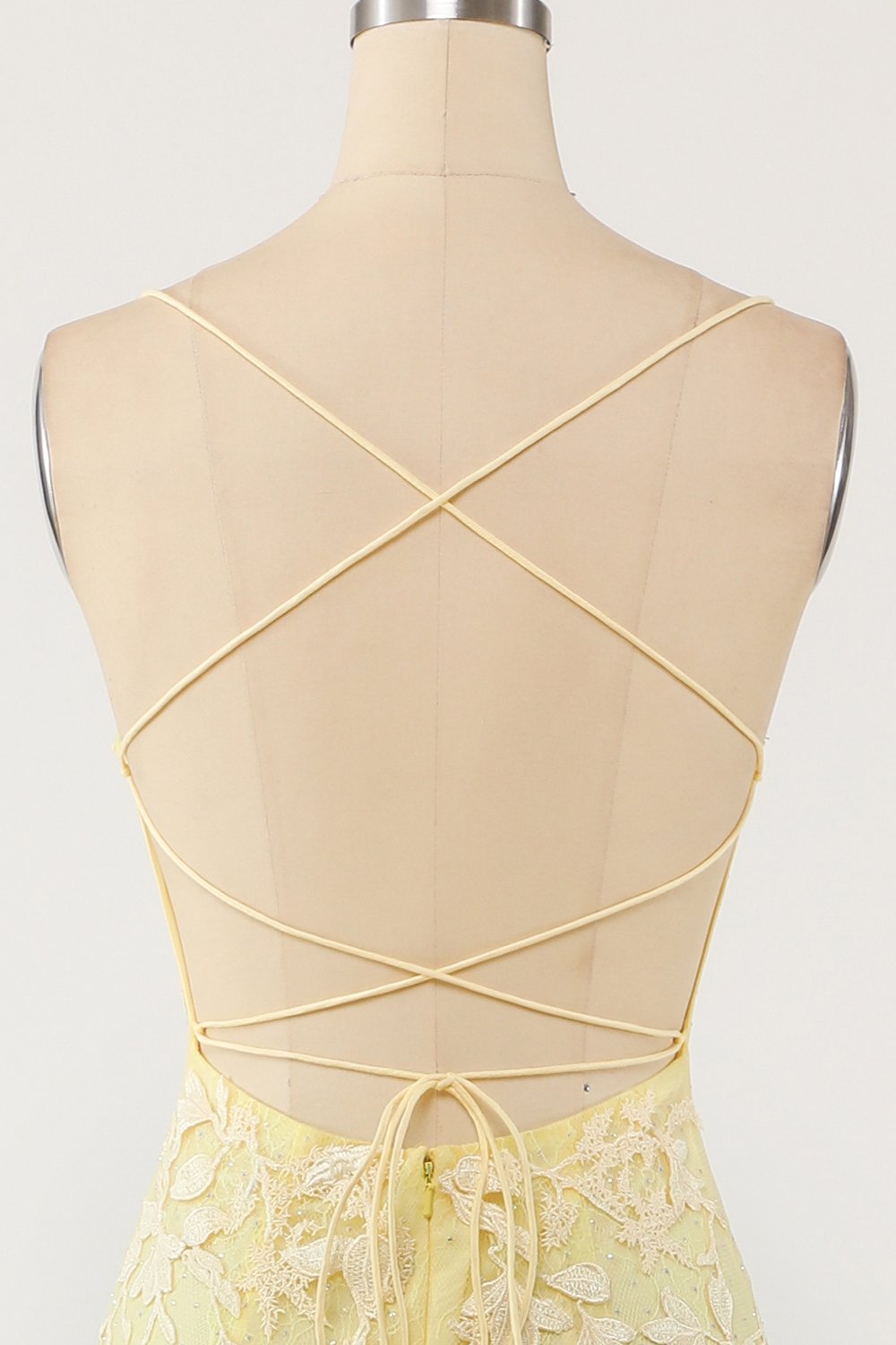 Yellow Mermaid Long Ball Dress with Appliques
