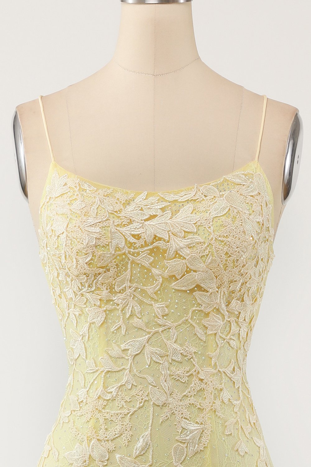 Yellow Mermaid Long Ball Dress with Appliques